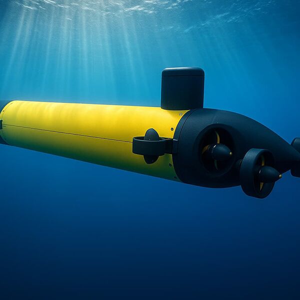 Visuelles Rendering der Unterwasserdrohne, erstellt für das gerade startende Forschungsprojekt SIMON. © Universität zu Lübeck/HPA