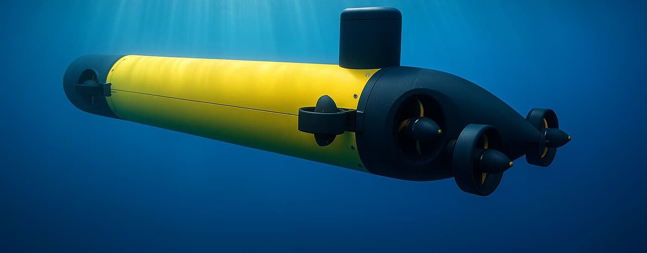 Visuelles Rendering der Unterwasserdrohne, erstellt für das gerade startende Forschungsprojekt SIMON. © Universität zu Lübeck/HPA