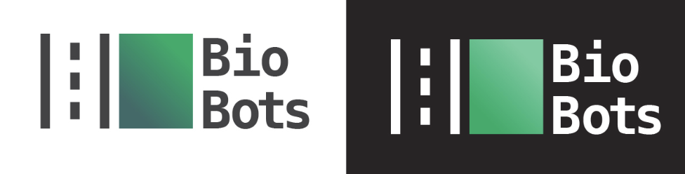 Logo des Projekts BioBots: Eine Straße neben einem Grünstreifen neben dem Wort BioBots